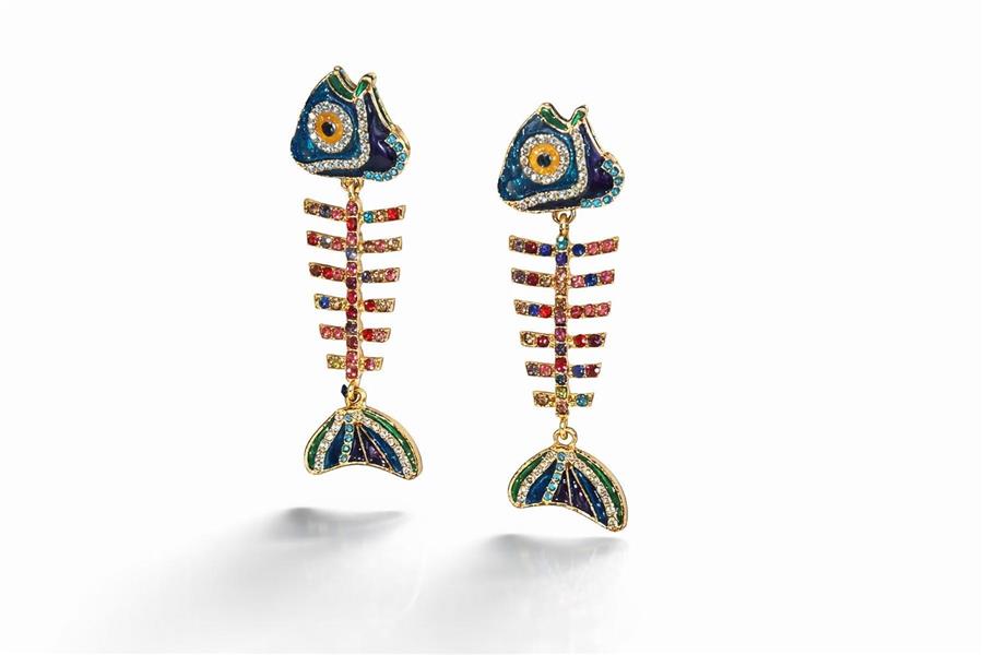 Stella Renkli Taşlı Mineli Balık Kılçığı Küpe